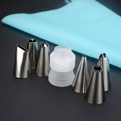 Teal 8pc silicone piping bag and nozzle set kitchen cake decorating