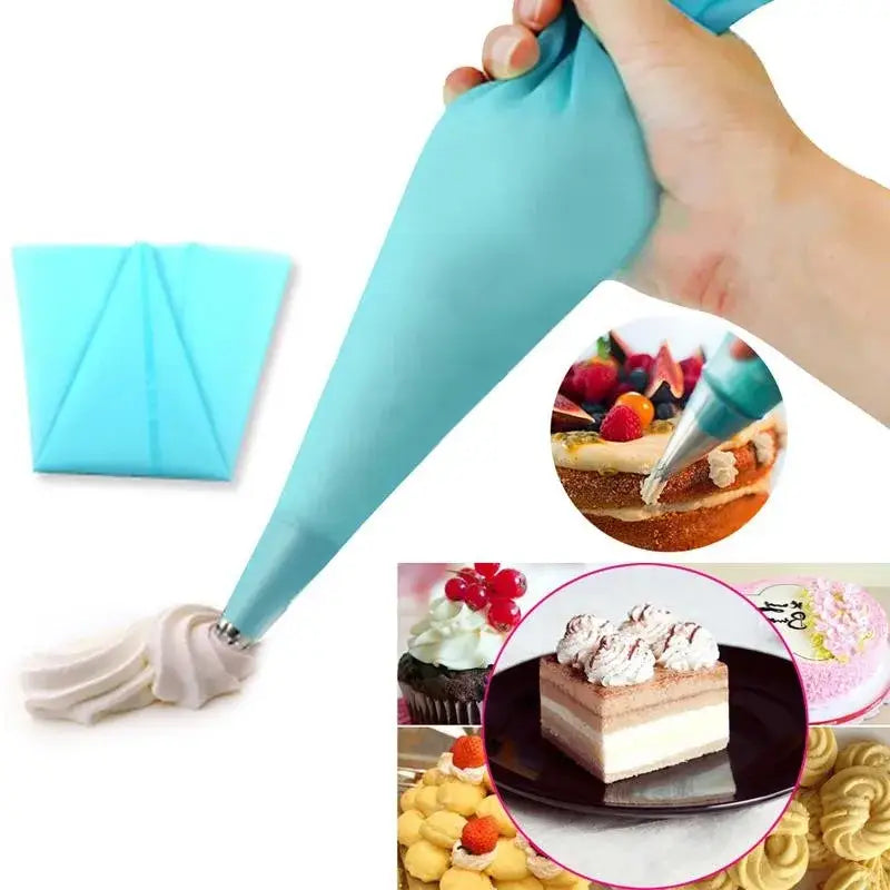 Teal 8pc silicone piping bag and nozzle set kitchen cake decorating