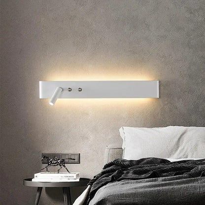 Modern minimalist black & white wall light with bedroom spotlight