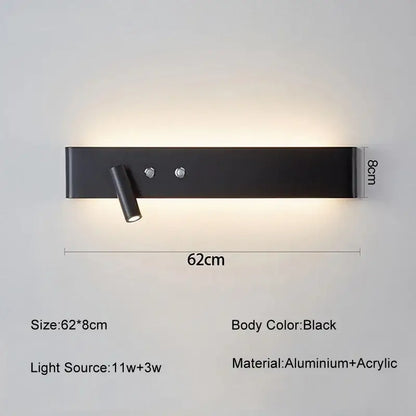 Modern minimalist black & white wall light with bedroom spotlight