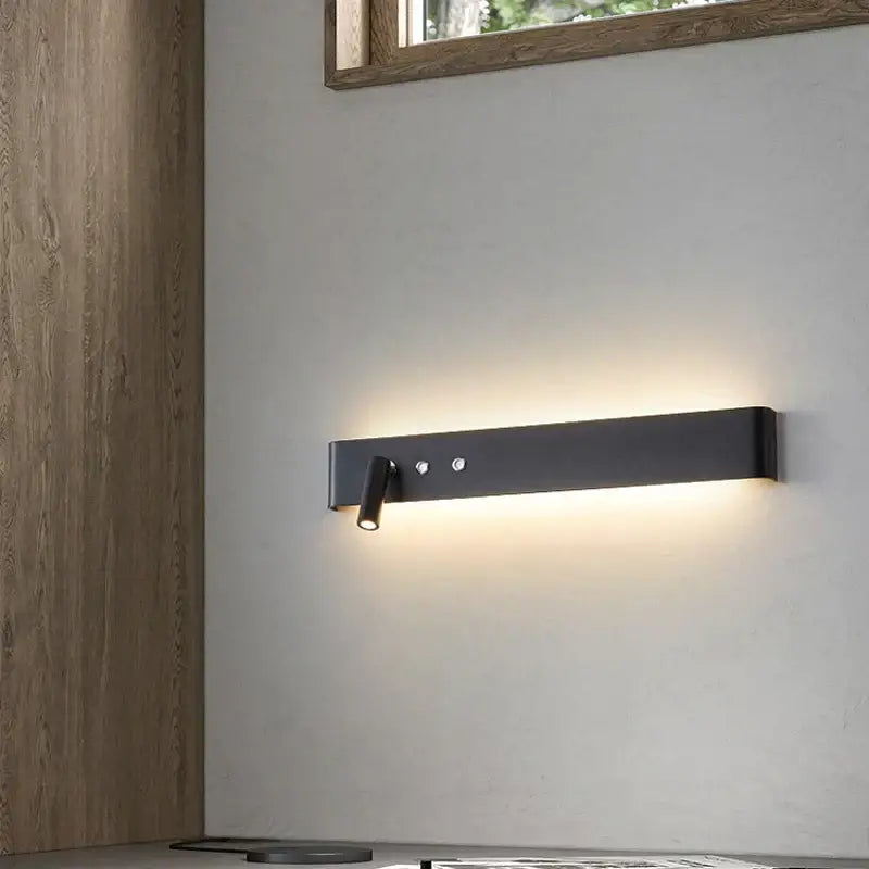 Modern minimalist black & white wall light with bedroom spotlight