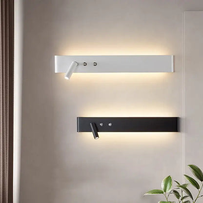 Modern minimalist black & white wall light with bedroom spotlight