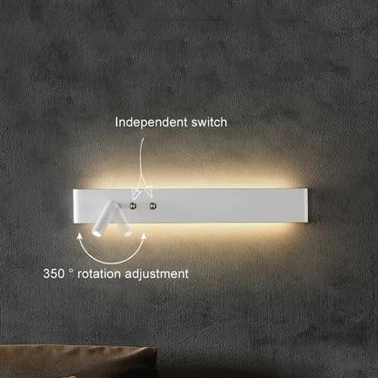 Modern minimalist black & white wall light with bedroom spotlight