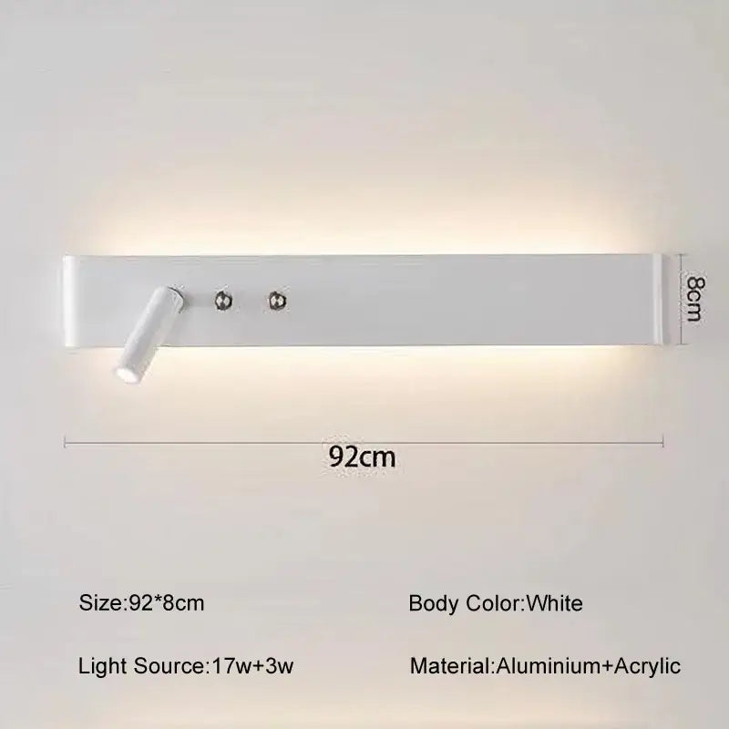 Modern minimalist black & white wall light with bedroom spotlight