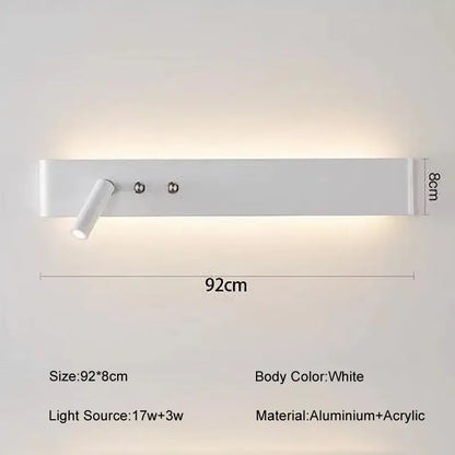 Modern minimalist black & white wall light with bedroom spotlight