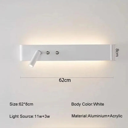 Modern minimalist black & white wall light with bedroom spotlight