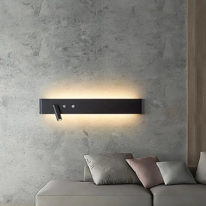 Modern minimalist black & white wall light with bedroom spotlight