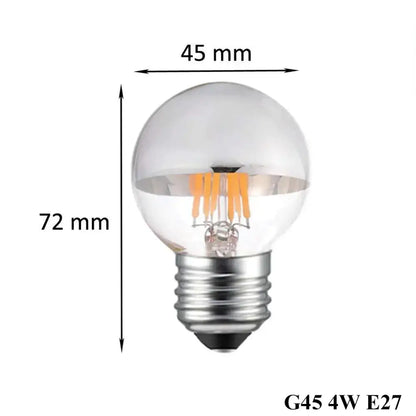 Silver mirror led filament dimmable g45 bulb set dining room 5 pack