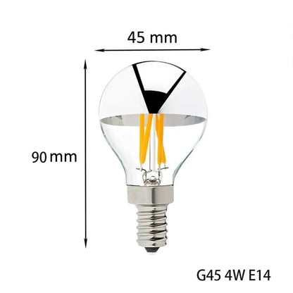 Silver mirror led filament dimmable g45 bulb set dining room 5 pack