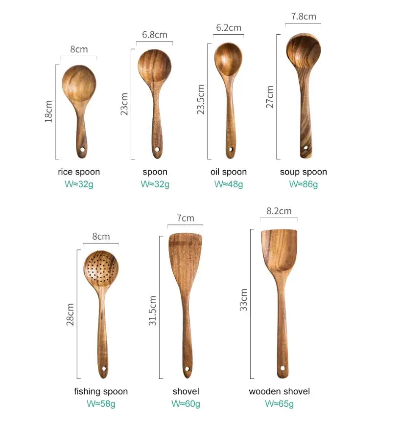 9 piece brown wooden cooking utensils set with holder kitchen tools