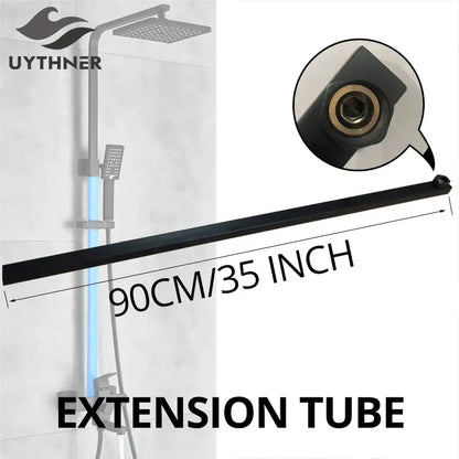 Matte black metal tube-bar extend pipe for bathroom shower extension