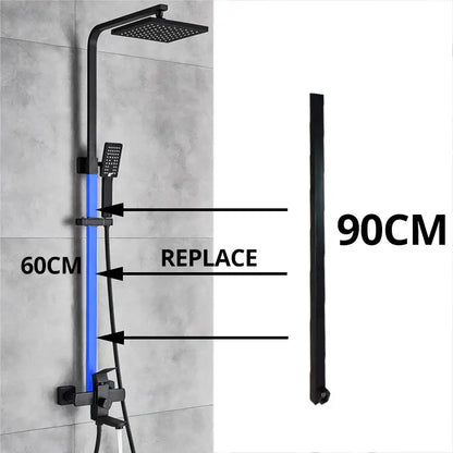 Matte black metal tube-bar extend pipe for bathroom shower extension