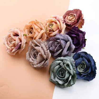 Pastel and purple 9cm silk roses artificial flowers wedding decor