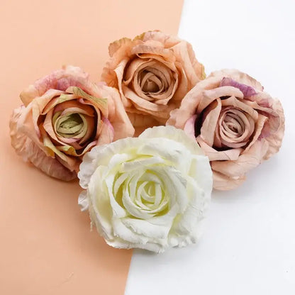 Pastel and purple 9cm silk roses artificial flowers wedding decor