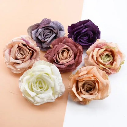 Pastel and purple 9cm silk roses artificial flowers wedding decor
