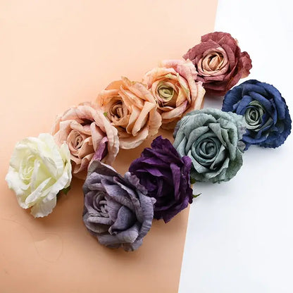 Pastel and purple 9cm silk roses artificial flowers wedding decor