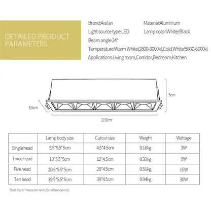 Modern white & black recessed spot light living room ceiling downlight