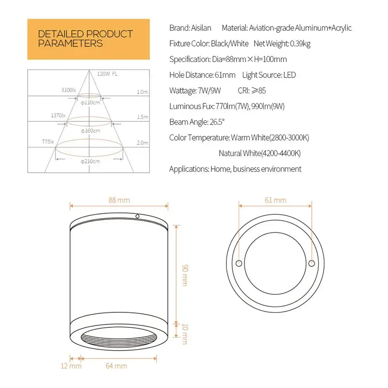 Modern gray cri97 anti-glare led downlight for living room