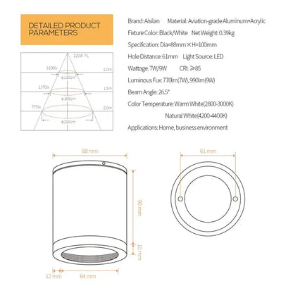 Modern gray cri97 anti-glare led downlight for living room