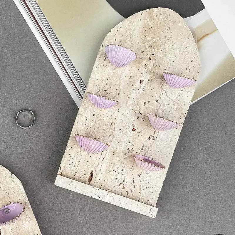 Art deco beige & pink abalone shell jewelry organizer bedroom stand
