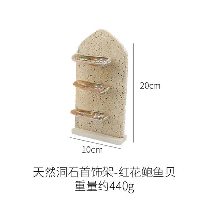 Art deco beige & pink abalone shell jewelry organizer bedroom stand