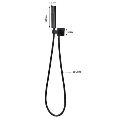 Modern rectangular brushed nickel & matte black abs plastic hand shower