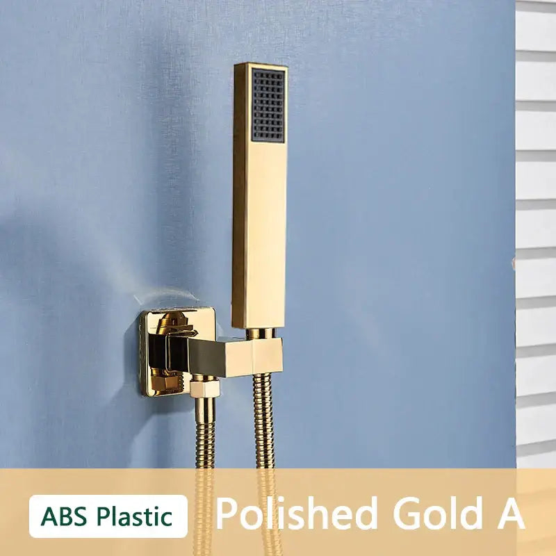 Modern rectangular brushed nickel & matte black abs plastic hand shower