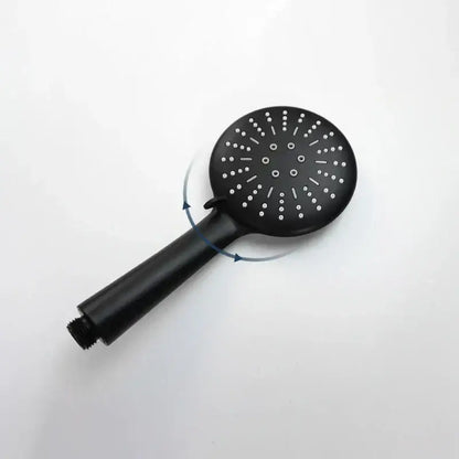 Modern matte black rain shower head with handheld hose – bathroom