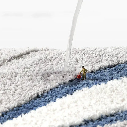 Blue gray & white striped absorbent water bathroom mat