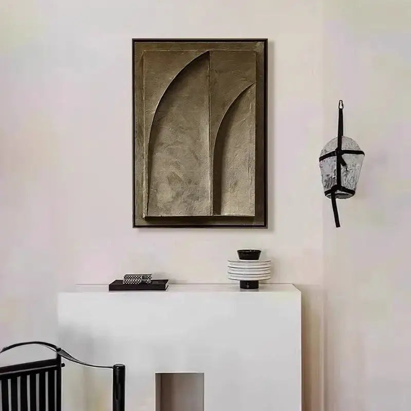 Modern earth tone geometry canvas prints living room textured art