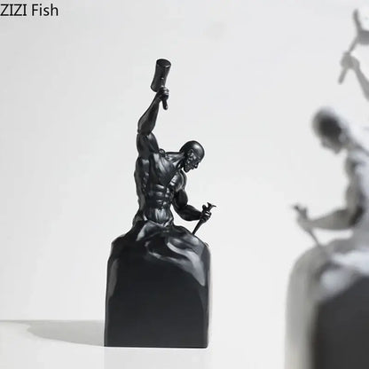 Abstract sculpting oneself character statue black & white living room decor