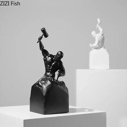 Abstract sculpting oneself character statue black & white living room decor