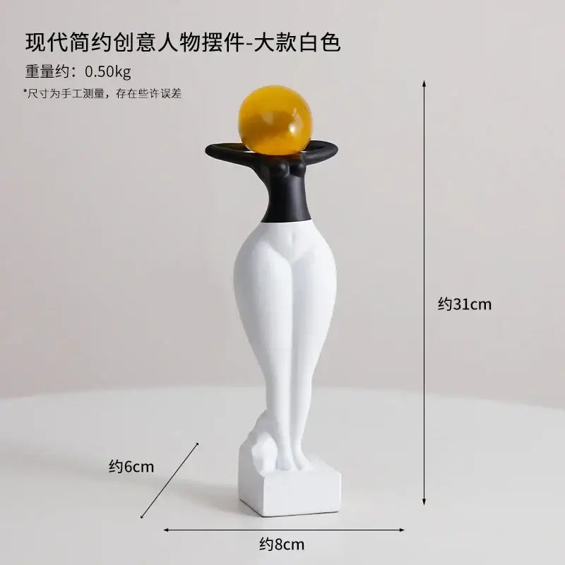 Abstract art female body figurines black & white living room decor