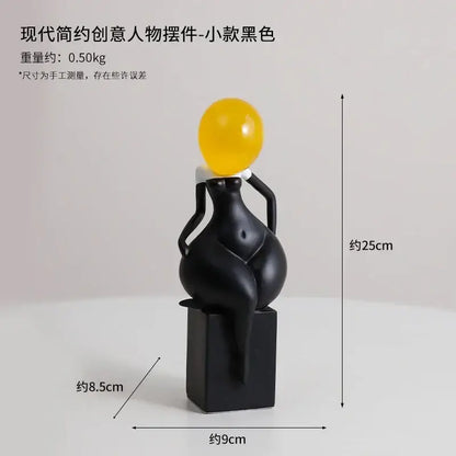 Abstract art female body figurines black & white living room decor
