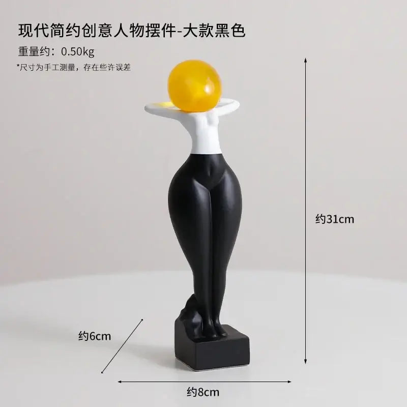 Abstract art female body figurines black & white living room decor