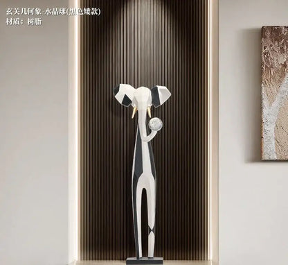 Abstract black and white elephant art living room sculptures