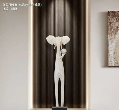 Abstract black and white elephant art living room sculptures