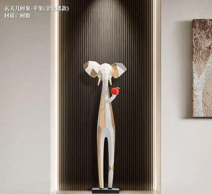 Abstract black and white elephant art living room sculptures