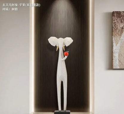 Abstract black and white elephant art living room sculptures