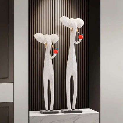 Abstract black and white elephant art living room sculptures