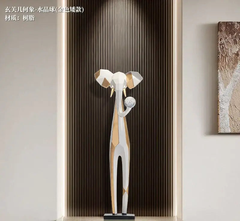 Abstract black and white elephant art living room sculptures