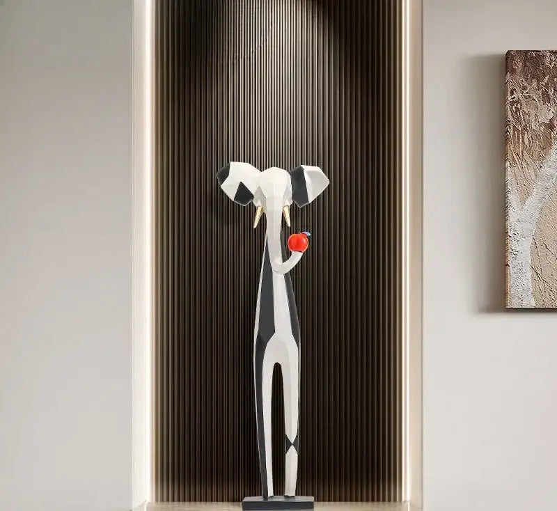 Abstract black and white elephant art living room sculptures