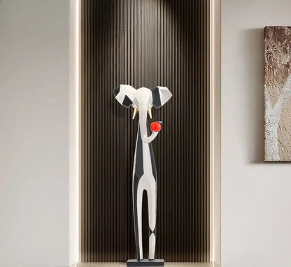 Abstract black and white elephant art living room sculptures
