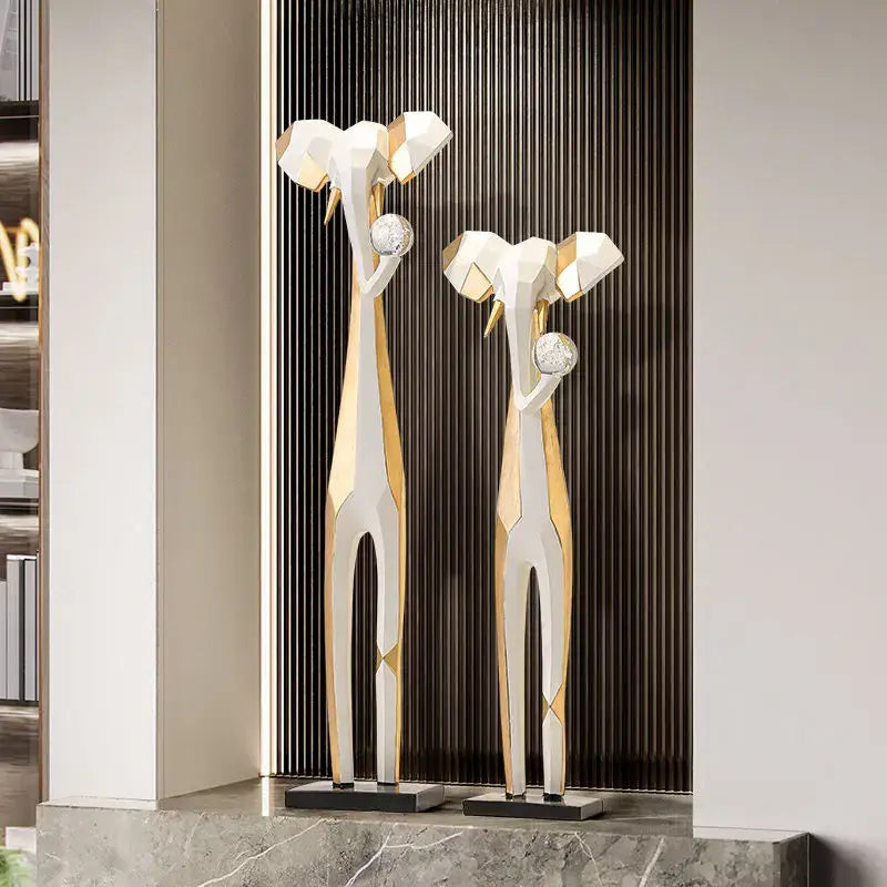 Abstract black and white elephant art living room sculptures