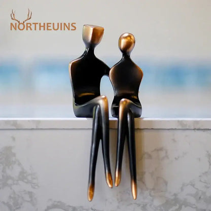 Abstract bronze couple figurine living room art lover decor