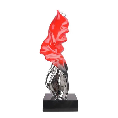 Abstract art ribbon sculpture red black & gold living room decor