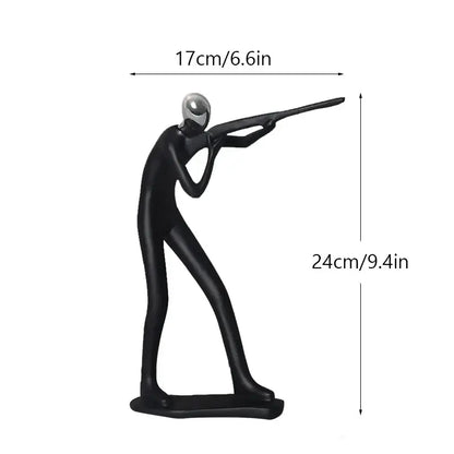 Abstract athlete statue sculpture – black & silver office decor