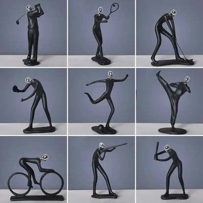 Abstract athlete statue sculpture – black & silver office decor