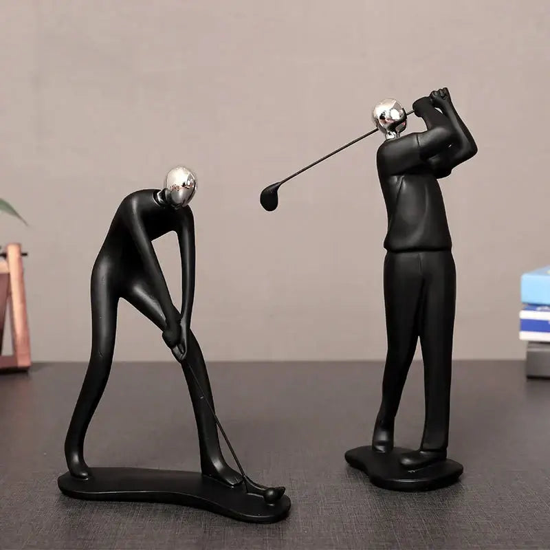 Abstract athlete statue sculpture – black & silver office decor