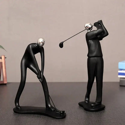 Abstract athlete statue sculpture – black & silver office decor